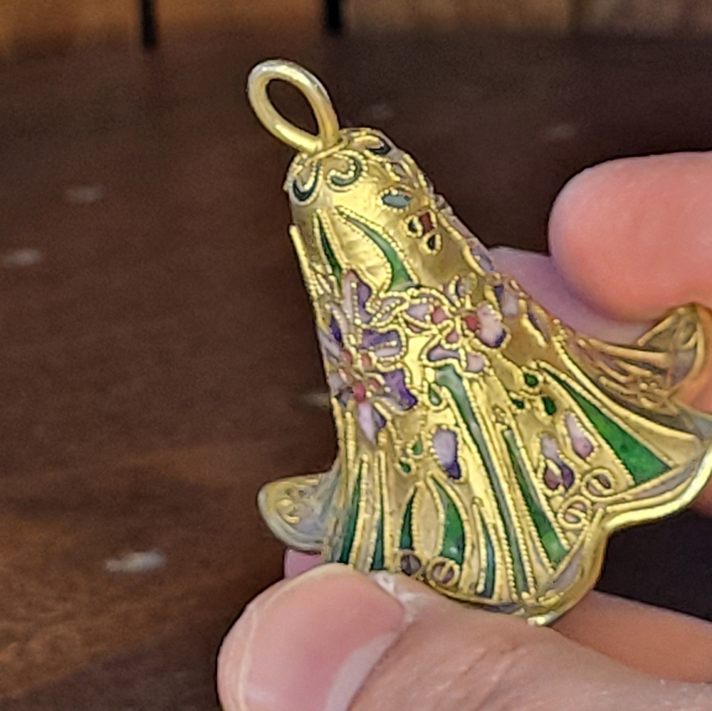 Floral Enamel Bell Ornament - Picture 5 of 15